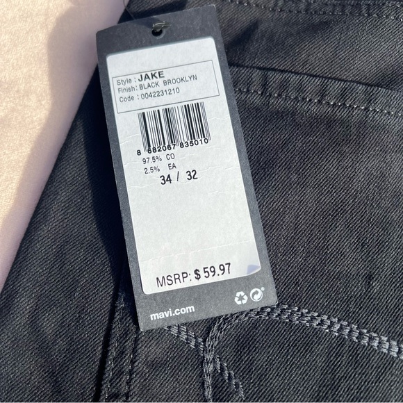 NWT men's black Mavi "Jake" slim fit jeans size 34 X 32 - Picture 5 of 5